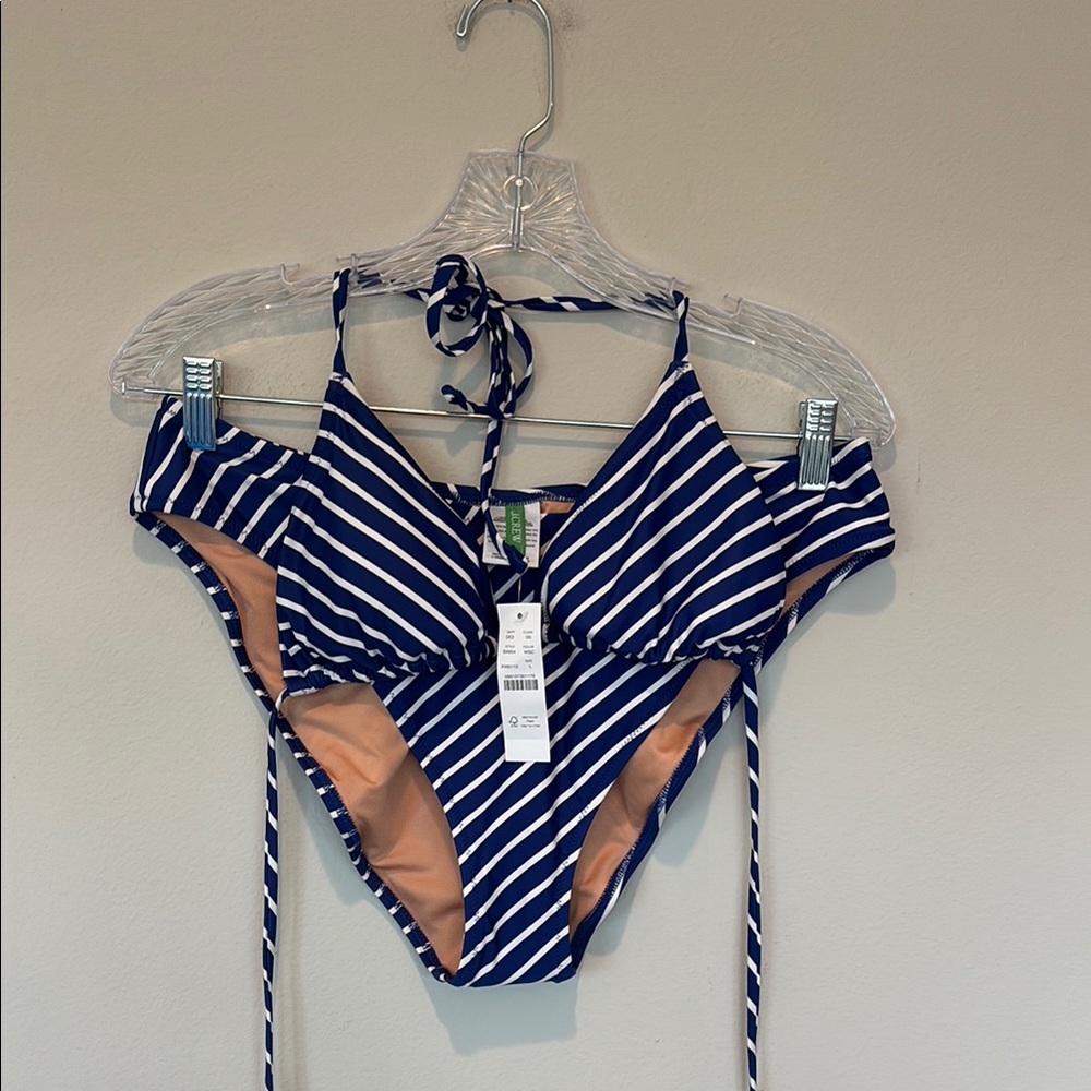 NWT J. Crew Blue and White Nautical Stripe Bikini